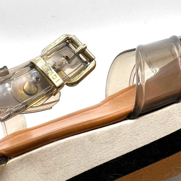 Fendi Black White & Tan Flat Platform Sandal  European Size 37  EUCEUC - Picture 2 of 12